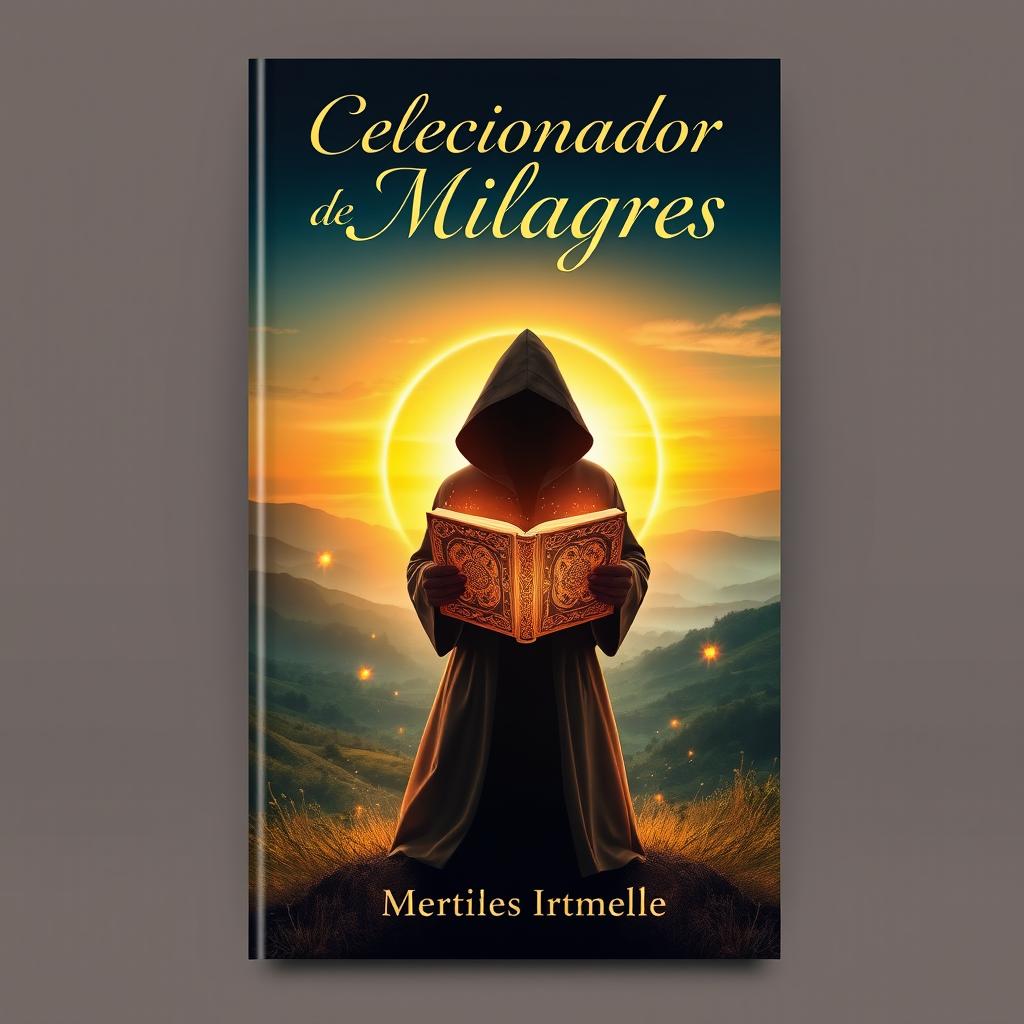 A captivating book cover design for a novel titled "Colecionador de Milagres"