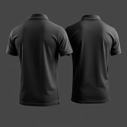 A dark gray polo shirt displayed from both front and back views