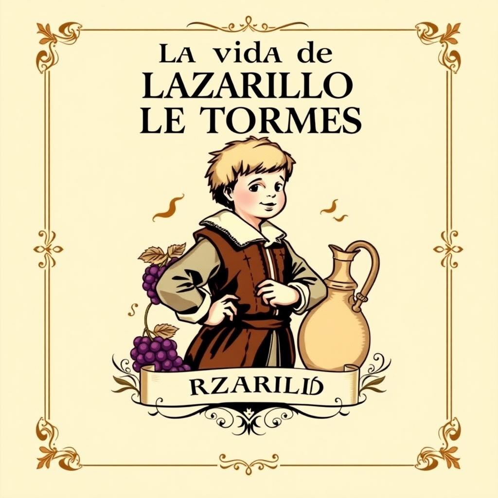 Create a book cover for 'La vida de Lazarillo de Tormes' focusing on paratext and paratextual elements