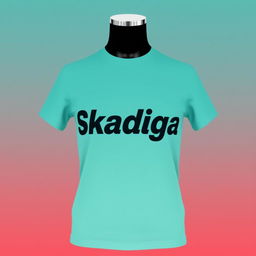 A stylish t-shirt design featuring the word 'Skadiga' prominently displayed in bold, modern typography