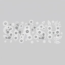 The word 'SMASH' filled with a variety of lazy daisies, cone flowers, woven wheels, and leaves, designed in an embroidery pattern style