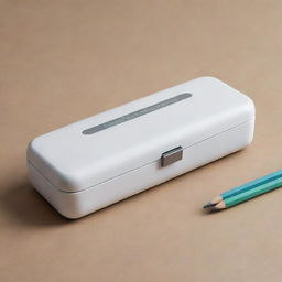 Design a sleek and smart pencil case featuring innovative storage spaces and compartments. Incorporate modern aesthetics and materials for a futuristic feel.