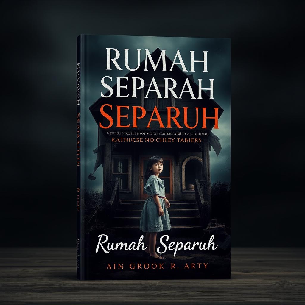 A captivating novel cover design for the book titled 'Rumah Separuh' by author R