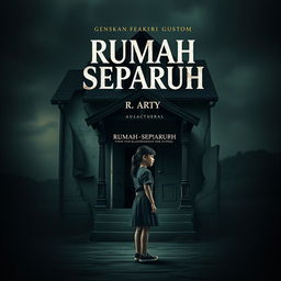 A captivating novel cover design for the book titled 'Rumah Separuh' by author R