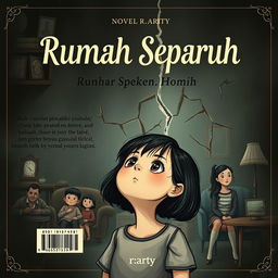 A captivating novel cover design featuring the title "Rumah Separuh" and the author name "r