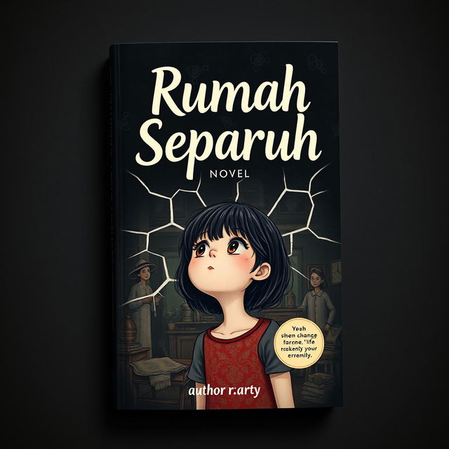 A captivating novel cover design featuring the title "Rumah Separuh" and the author name "r