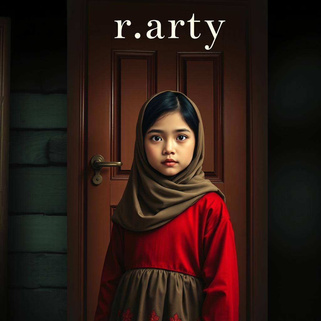 Cover novel, seorang anak perempuan berdiri di depan pintu rumah dengan ekspresi ragu dan terpukul, menggenggam erat kenangan masa lalu