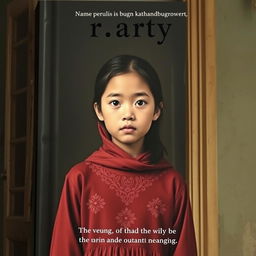 Cover novel, seorang anak perempuan berdiri di depan pintu rumah dengan ekspresi ragu dan terpukul, menggenggam erat kenangan masa lalu