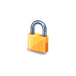 Pixel art of an open padlock on a plain white background