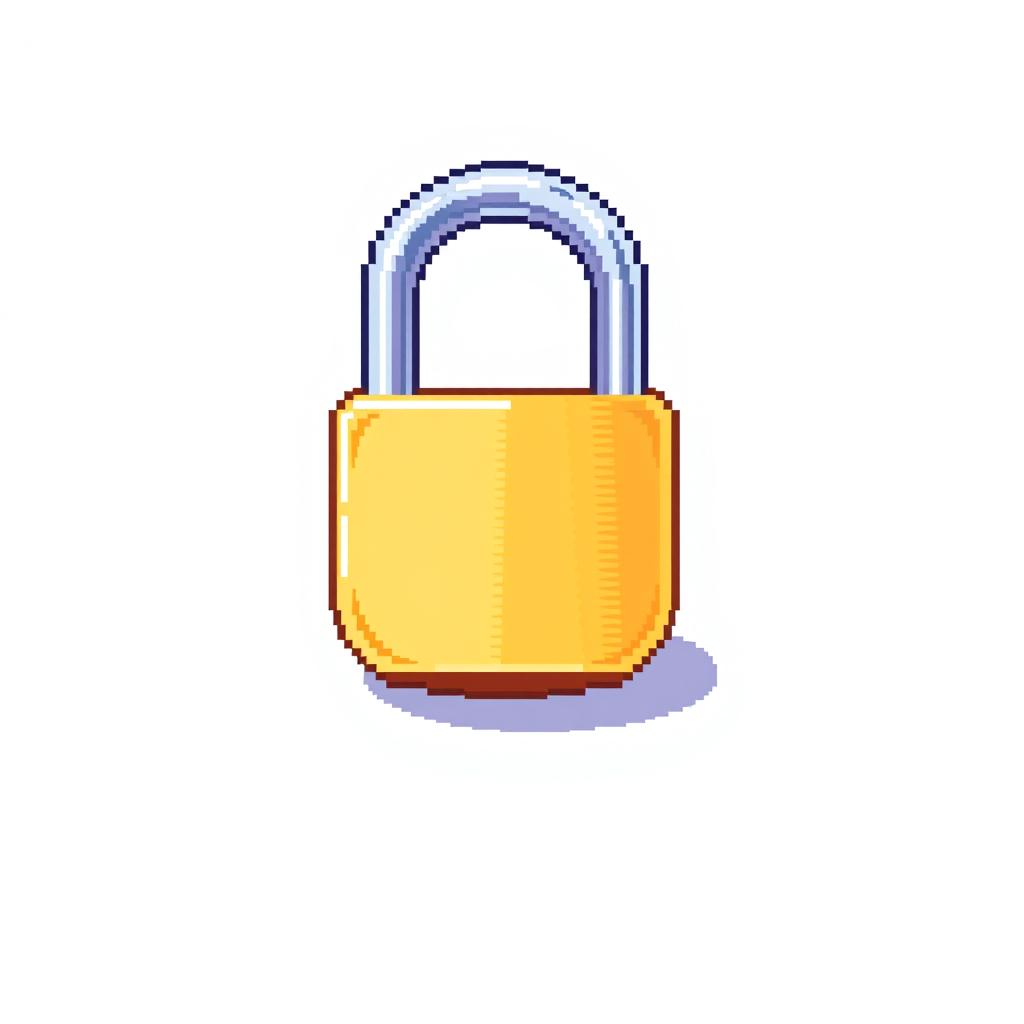 Pixel art of an open padlock on a plain white background