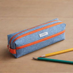 Design a pencil case with a traditional exterior, complete with a simple zipper and fabric finish. Inside, however, reveal innovative technology such as AI assistance, digital display, charging ports, and an automatic pencil sharpener.