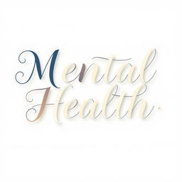 The phrase 'Mental Health' written in an elegant, calligraphic style, with sophisticated flowing curves and gentle gradients