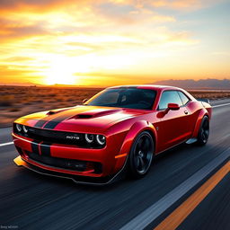 A sleek and powerful new American muscle car with a modern design, featuring bold lines and aggressive styling