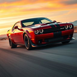 A sleek and powerful new American muscle car with a modern design, featuring bold lines and aggressive styling