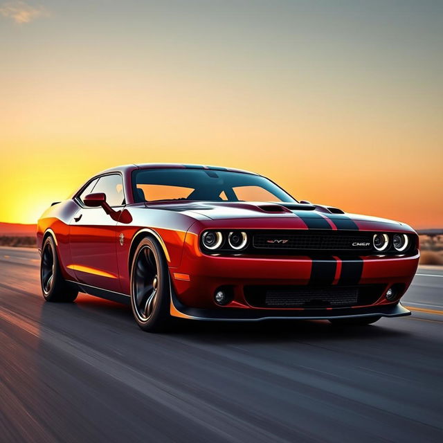 A sleek and powerful new American muscle car with a modern design, featuring bold lines and aggressive styling