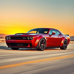 A sleek and powerful new American muscle car with a modern design, featuring bold lines and aggressive styling