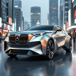 A futuristic car that seamlessly blends the design elements of Mercedes-Benz and BMW