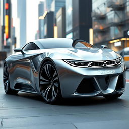 A futuristic car that seamlessly blends the design elements of Mercedes-Benz and BMW