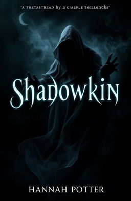 A shadowy and mysterious book cover for a fantasy novel titled 'Shadowkin' by Hannah Potter