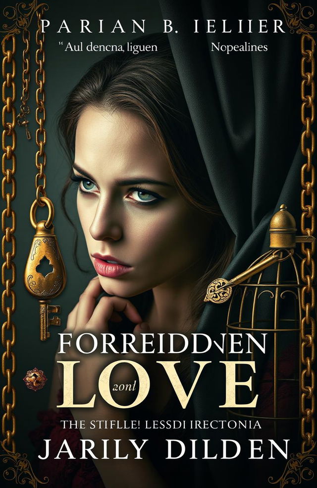 A hauntingly beautiful book cover featuring a young woman with a look of longing and determination, symbolizing forbidden love and the struggle for freedom