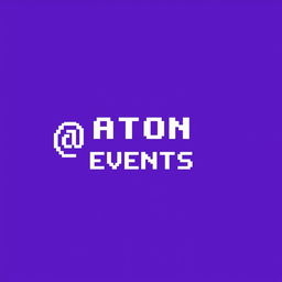 a pixel art image featuring white text reading '@TON EVENTS' centered on a violet background, pixel dimensions 20x32