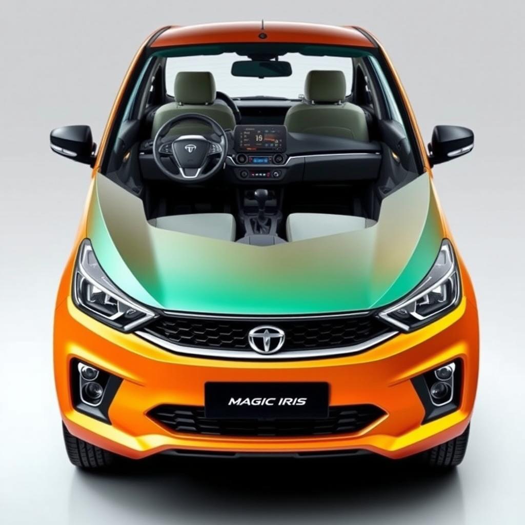 A facelifted Tata Magic Iris car, showcasing modern modifications and enhanced design