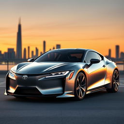 An innovative car design blending elements of the 2002 Toyota Celica and the 2020 Acura NSX