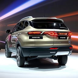 A facelifted Tata 4x4 SUV depicted in a rear 3/4 view, set against a realistic presentation background that highlights its enhanced features