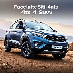 A facelifted Tata 4x4 SUV prominently displayed on a realistic background that highlights its advanced design features