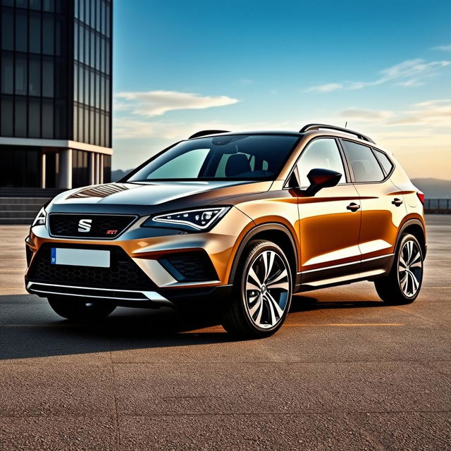 A facelifted Seat Cupra 4x4 SUV showcased on a realistic background that enhances its sporty and dynamic design