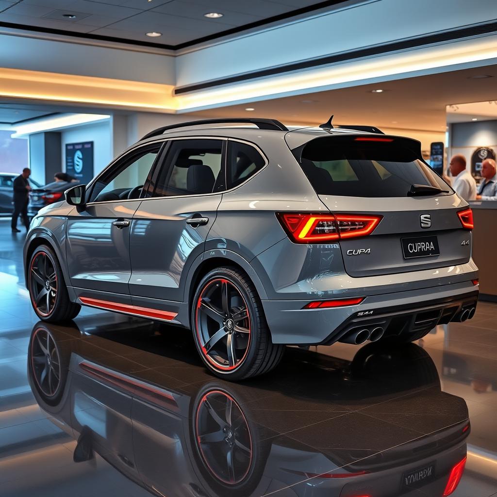 A facelifted and modified Seat Cupra 4x4 SUV showcased in a luxurious car saloon setting