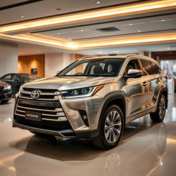 A facelifted Toyota SUV showcased in an elegant car saloon, emphasizing its sophisticated and refined design