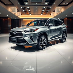 A facelifted Toyota SUV showcased in an elegant car saloon, emphasizing its sophisticated and refined design