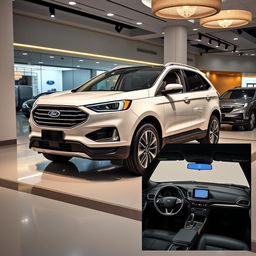 A facelifted Ford SUV displayed in an exquisite car saloon, highlighting its modern and sleek design updates