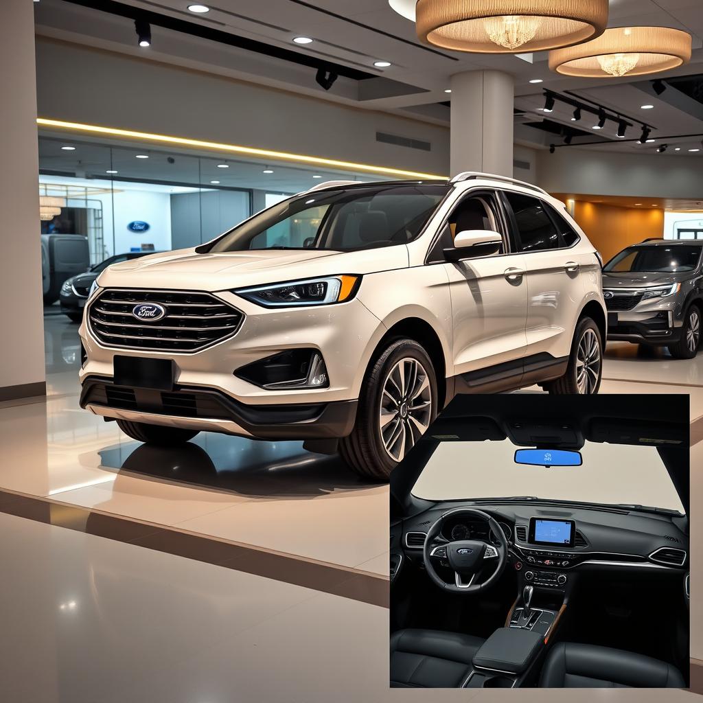 A facelifted Ford SUV displayed in an exquisite car saloon, highlighting its modern and sleek design updates