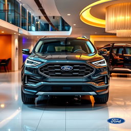 A facelifted Ford SUV displayed in an exquisite car saloon, highlighting its modern and sleek design updates