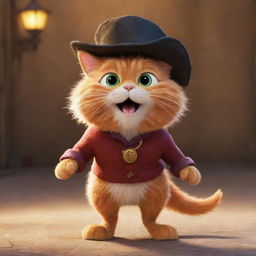 An animated image of Jack Horner's character as depicted in Puss in Boots 2, glowing with youthfulness and enthusiasm, shrouded in delightful, cartoonish charm.