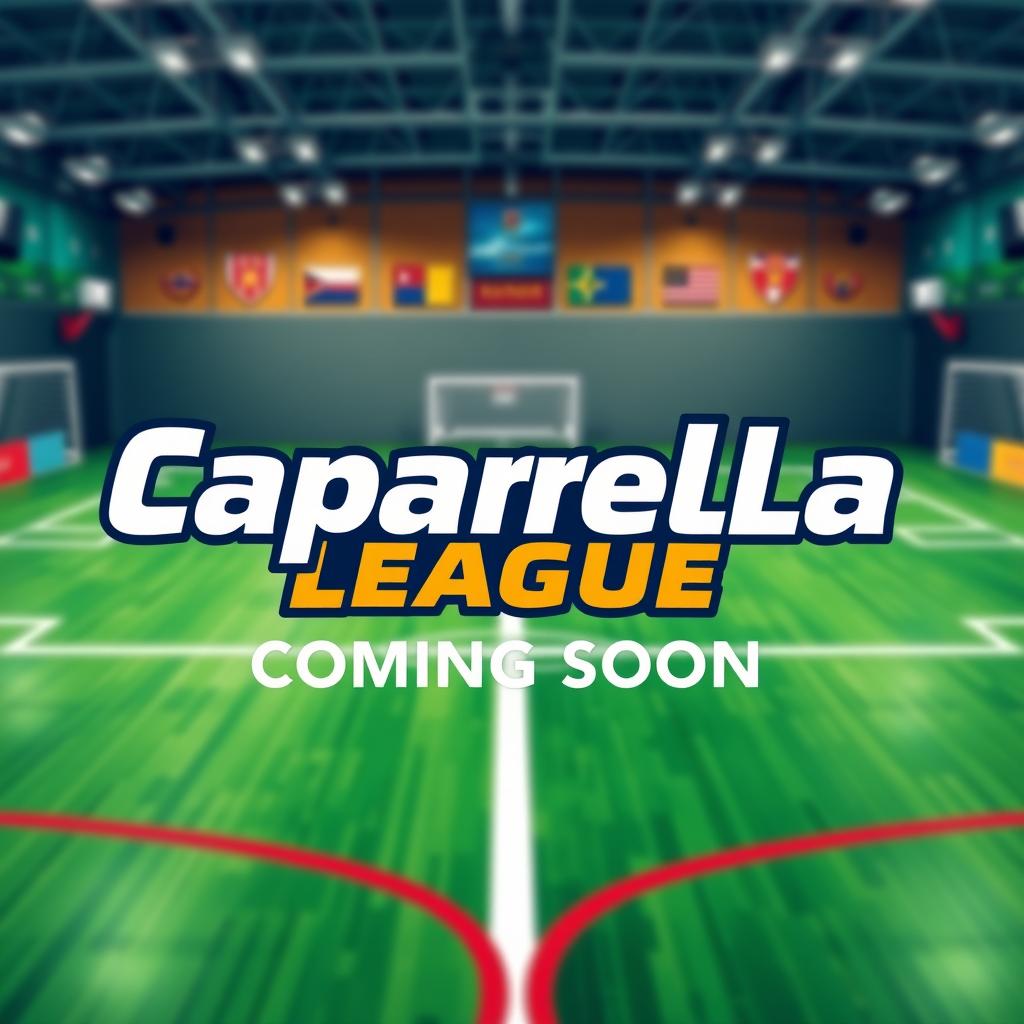 A detailed and vibrant futsal field background showcasing the dynamic and energetic setting of an indoor soccer match