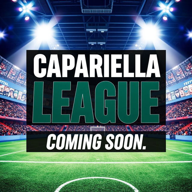 A large, striking sports poster displaying the text 'Caparrella League' in bold, prominent letters at the top