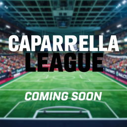 A large, striking sports poster displaying the text 'Caparrella League' in bold, prominent letters at the top