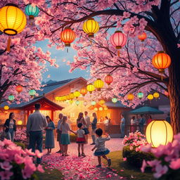 An enchanting scene depicting a lively and colorful festival set in a beautiful garden filled with blossoming flowers