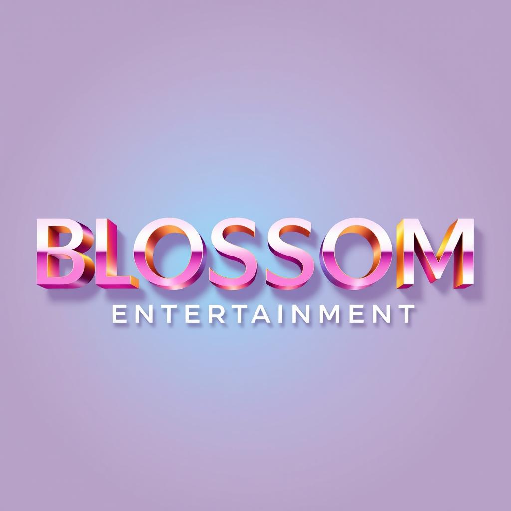 A modern and elegant logo for a Kpop group featuring large, stylish lettering that reads 'Blossom Entertainment'