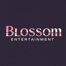 A modern and elegant logo for a Kpop group featuring large, stylish lettering that reads 'Blossom Entertainment'