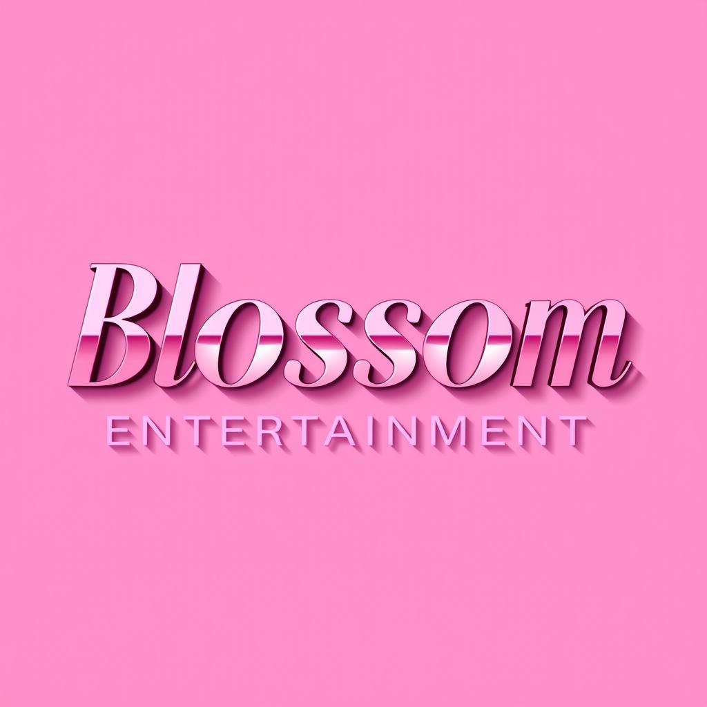 A modern and elegant logo for a Kpop group featuring large, stylish lettering that reads 'Blossom Entertainment'