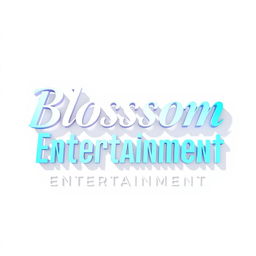 A modern and elegant logo for a Kpop group featuring large, stylish light blue lettering that reads 'Blossom Entertainment'