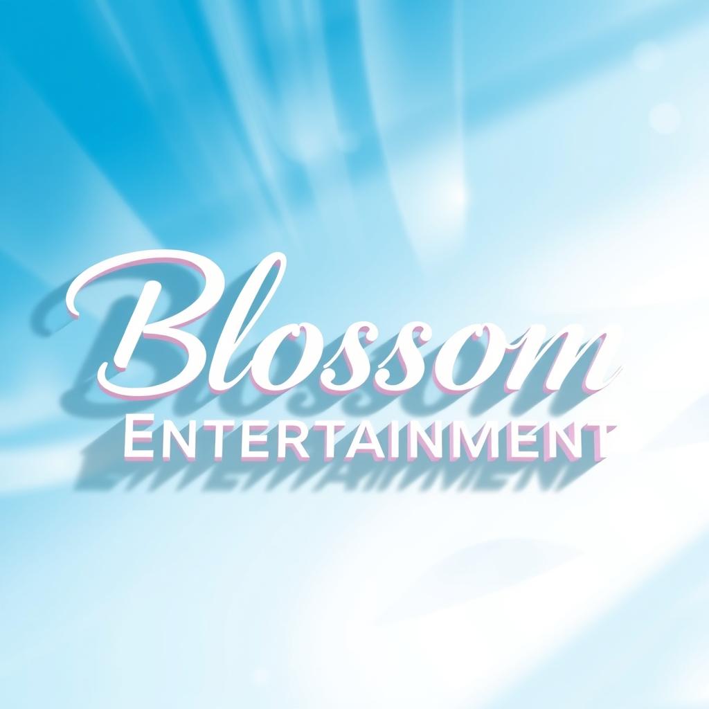 A modern and elegant logo for a Kpop group featuring large, stylish white lettering that reads 'Blossom Entertainment'