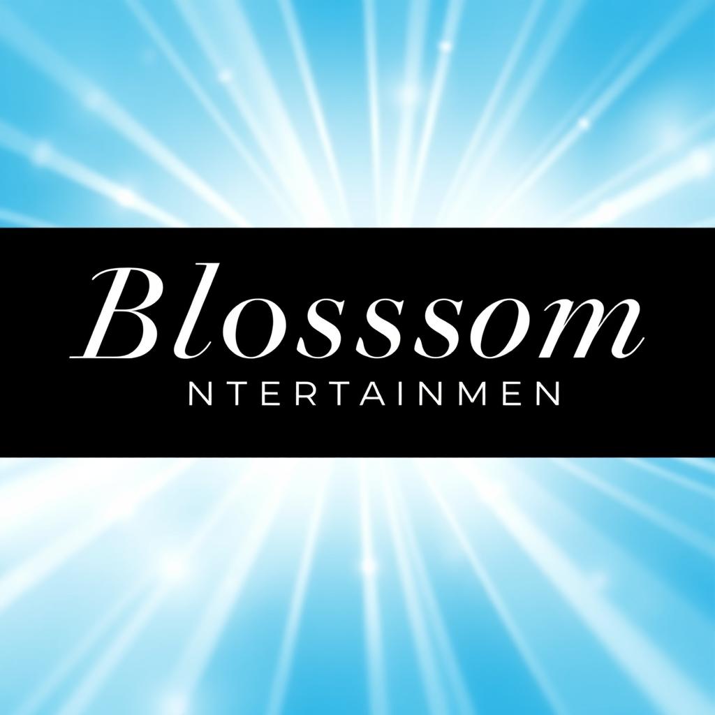 A modern and elegant logo for a Kpop group featuring large, stylish white lettering that reads 'Blossom Entertainment'