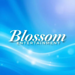 A modern and elegant logo for a Kpop group featuring large, stylish white lettering that reads 'Blossom Entertainment'