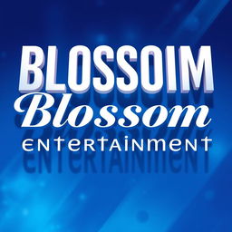 A modern and elegant logo for a Kpop group featuring large, stylish white lettering that reads 'Blossom Entertainment'