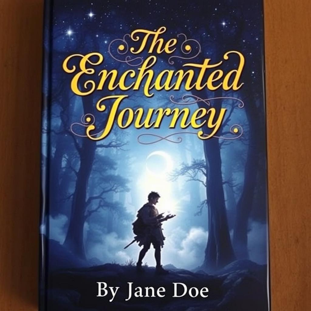 A captivating book cover featuring a mysterious and ancient forest under a starlit sky, with mystical fog swirling around towering trees